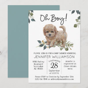 Invitation Oh mon Dieu ! Chien Baby shower Labradoodle