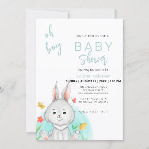 Invitation Oh mon garçon   Bunny Rabbit Baby shower Invitatio