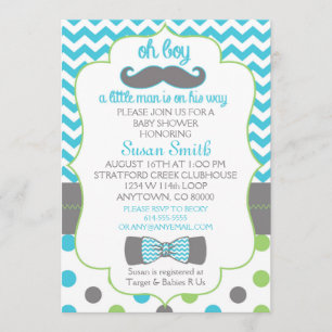Invitation Oh mon garçon Chevron Mustache baby shower invitat