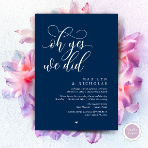 Invitation Oh oui, nous l'avons fait, dîner de mariage en fui