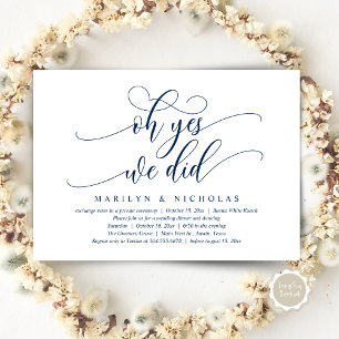Invitation Oh Oui, nous l'avons fait, Dîner Mariage moderne e