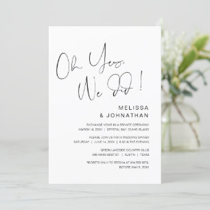 Invitation Oh oui, nous l'avons fait, Mariage Elopement Party