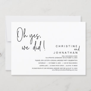 Invitation Oh oui, nous l'avons fait, Mariage Fuite en amoure
