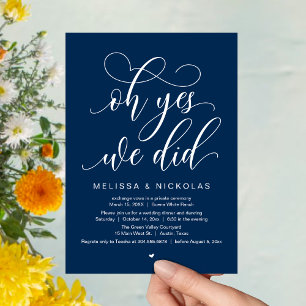Invitation Oh oui, nous l'avons fait, Mariage intime romantiq