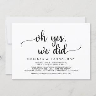 Invitation Oh oui, nous l'avons fait, Mariage Rustique Fête d