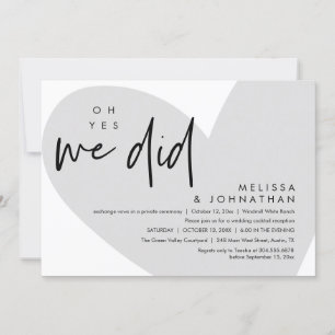 Invitation Oh oui, on l'a fait, soirée de mariage