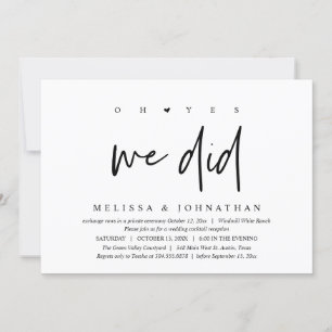 Invitation Oh oui, on l'a fait, soirée de mariage