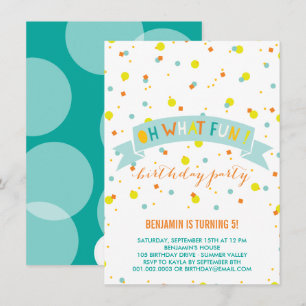 Invitation Oh Quel Amusant Confetti Anniversaire de enfant In