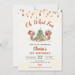Invitation Oh Quel Amusant Noël Arbre fête d'anniversaire