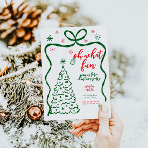 Invitation Oh Quel Amusant Noël Fête Whimsical Rouge Vert