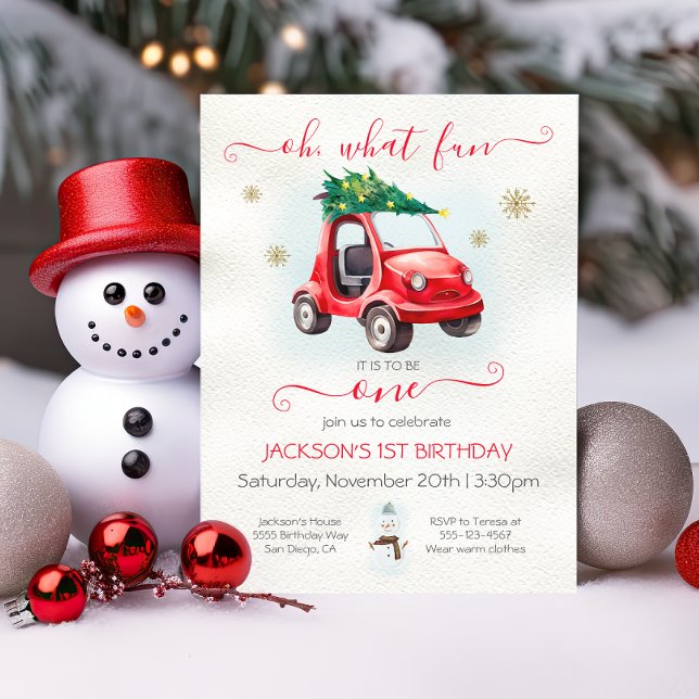 Invitation oh quel plaisir d'être un jouet voiture de noël an (Créateur téléchargé)