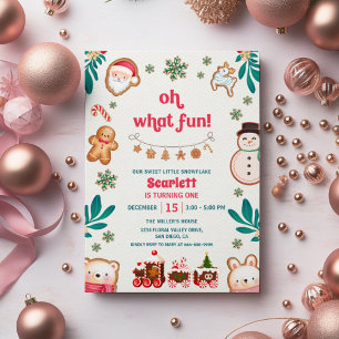 Invitation Oh Quel plaisir Hiver Noël Cookie 1er Anniversaire