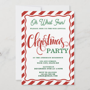 Invitation Oh, quelle fête de Noël Whimsical rayé amusant
