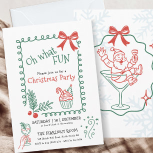 Invitation Oh Quelle Fête Doodle Soirée Cocktail de Noël