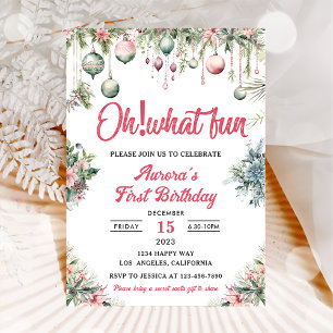 Invitation Oh Quelle Fête Floral De Noël Fête D'anniversaire