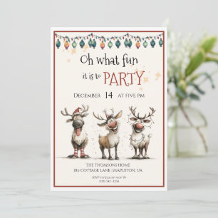 Invitation Oh quelle fête joyeuse avec des rennes fêtes party