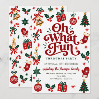 Invitation Oh Quelle Fête Rouge et Verte de Noël 