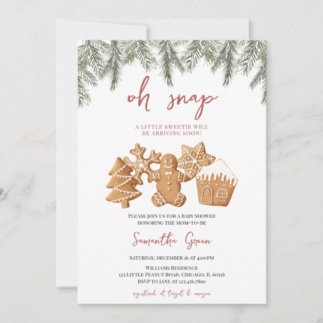 Invitation Oh Snap Baby shower de pain d'épices (Devant)