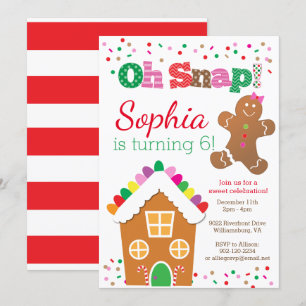 Invitation Oh Snap Gingerbread Girl Anniversaire Fête Invitat