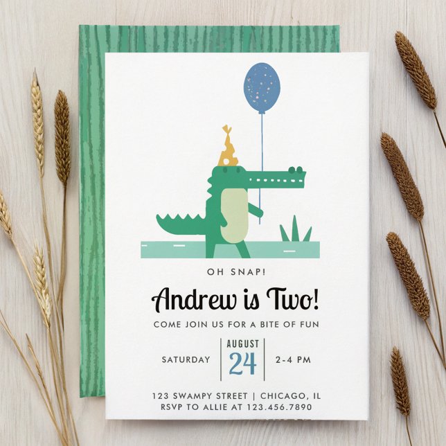 Invitation Oh Snap mignon Alligator Anniversaire de enfant Pa (Créateur téléchargé)