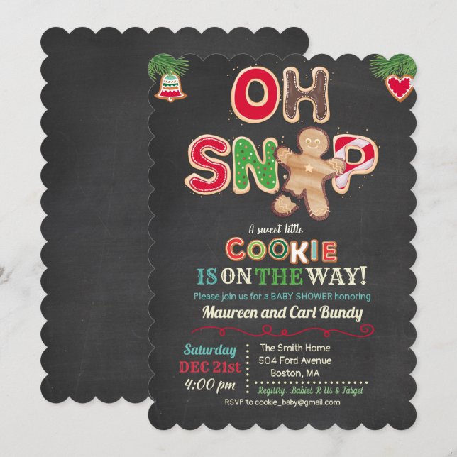 Invitation Oh Snap pain d'épices Baby shower biscuit Invitati (Devant / Derrière)