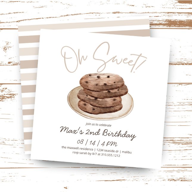 Invitation Oh Sweet | Aquarelle Cookie Dessert Anniversaire (Créateur téléchargé)