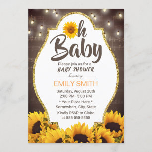 Invitation Oh tournesols élégants et musique de baby shower