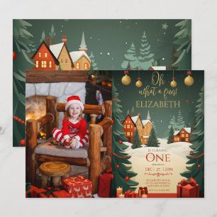Invitation Oh What Fun 1er Anniversaire Photo Noël