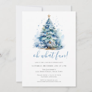 Invitation Oh What Fun Blue Festive Diner fêtes