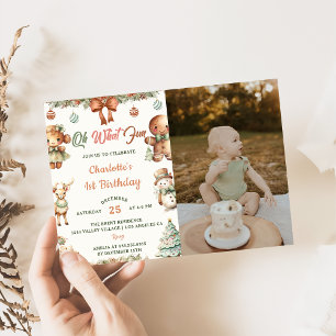 Invitation Oh What Fun Christmas Cookies 1st Birthday Photo