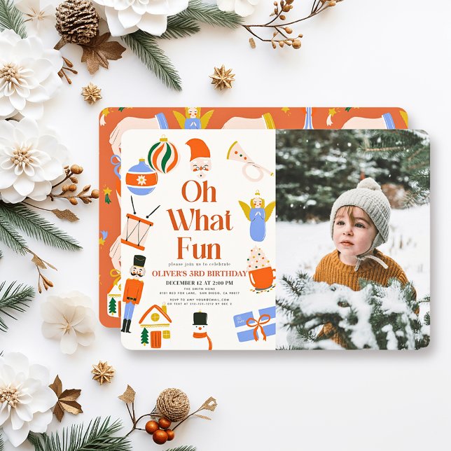 Invitation Oh What Fun Christmas Holiday Anniversaire de l'en (Créateur téléchargé)