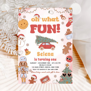 Invitation Oh What Fun Hippie Super Noël fête d'anniversaire