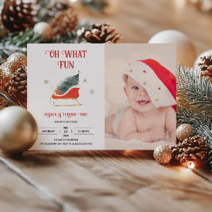 Invitation Oh What Fun Holiday 1er Anniversaire Photo Invitat