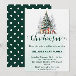 Invitation Oh What Fun Holiday Holly Noël Party