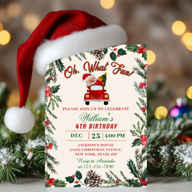 Invitation Oh What Fun Holiday Party Christmas Santa Birthday (Créateur téléchargé)