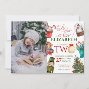Invitation Oh What Fun Noël 2e anniversaire Photo