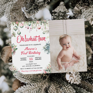 Invitation Oh What Fun Noël Floral Anniversaire Photo
