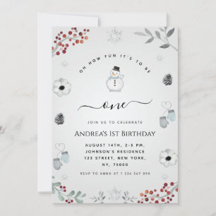Invitation Oh What Fun Snowman Hiver 1er Anniversaire fête
