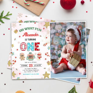Invitation Oh What Fun Winter Noël 1er Anniversaire Photo
