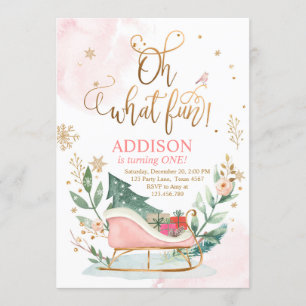 Invitation Oh What Fun Winter Sleigh 1er Anniversaire Invitat