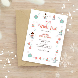 Invitation Oh What Fun Winter Snowman Anniversaire