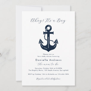 Invitation Ohé C'est un Garçon Baby Shower Marin Personnalisé