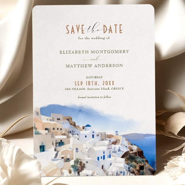 Invitation Oia Village Santorini Enregistrer La Date Mariage  (Créateur téléchargé)