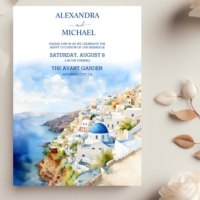 Invitation Oia Village Santorini Île Grèce Mariage (Créateur téléchargé)