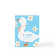 Oie Blanche et Pâquerettes Merci Bleu