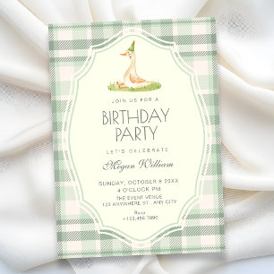 Invitation Oie canard drôle de couleur verte anniversaire
