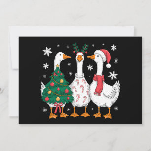 Invitation Oie de Noël Chapeau de Père Noël Canne en Bonbons