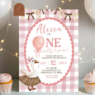 Invitation Oie drôle rose dessinée à la main de manière fanta