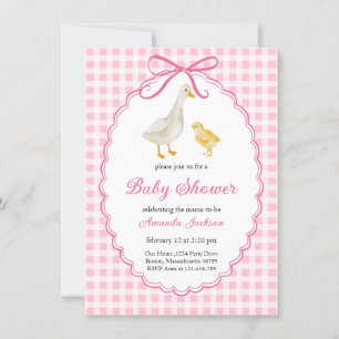 Invitation Oie et Baby shower Gosling, mère de printemps rose