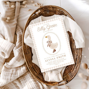 Invitation Oie idiote En vichy Baby shower neutre de genre